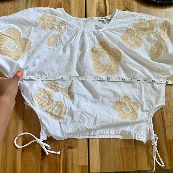 Madewell Embroidered Poplin Puff-Sleeve Cutout Crop Top - Picture 7 of 7